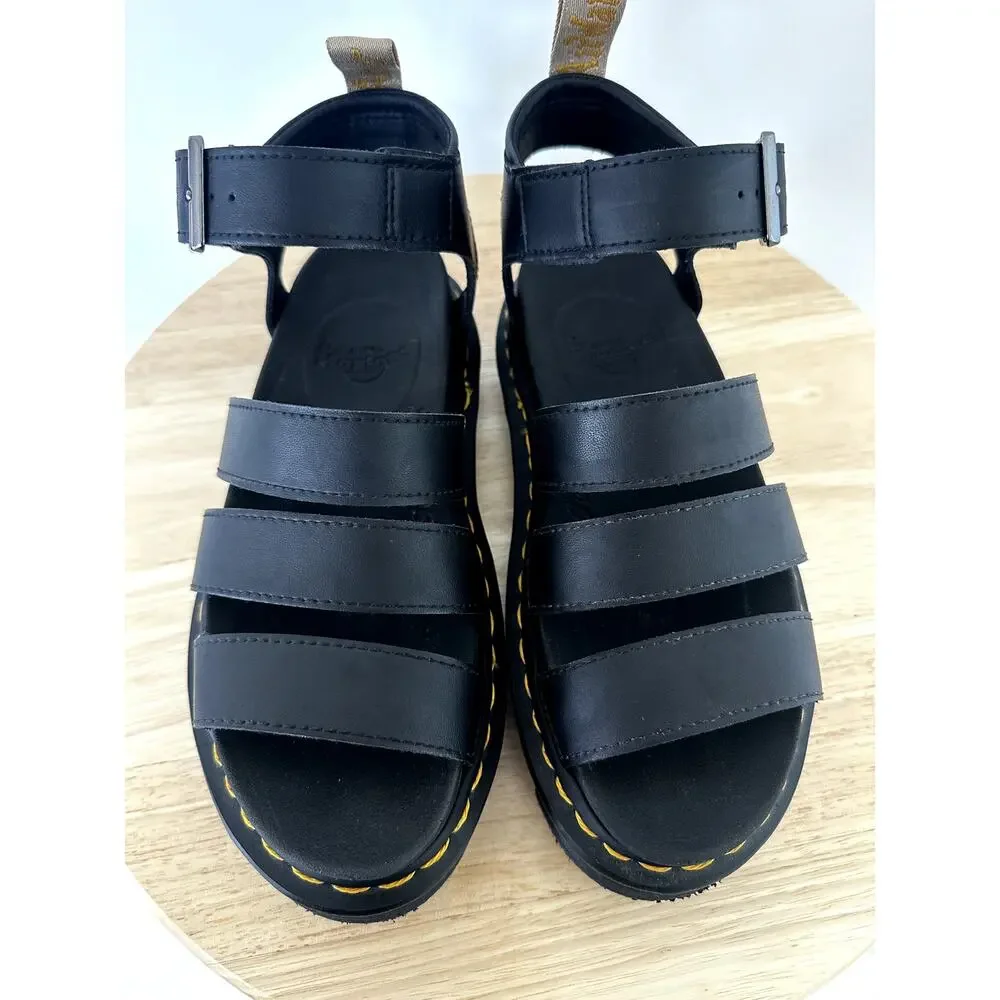 Dr. Martens Vegan Blaire Platform Sandals Black Strappy Women's Size 5 US / 3 UK